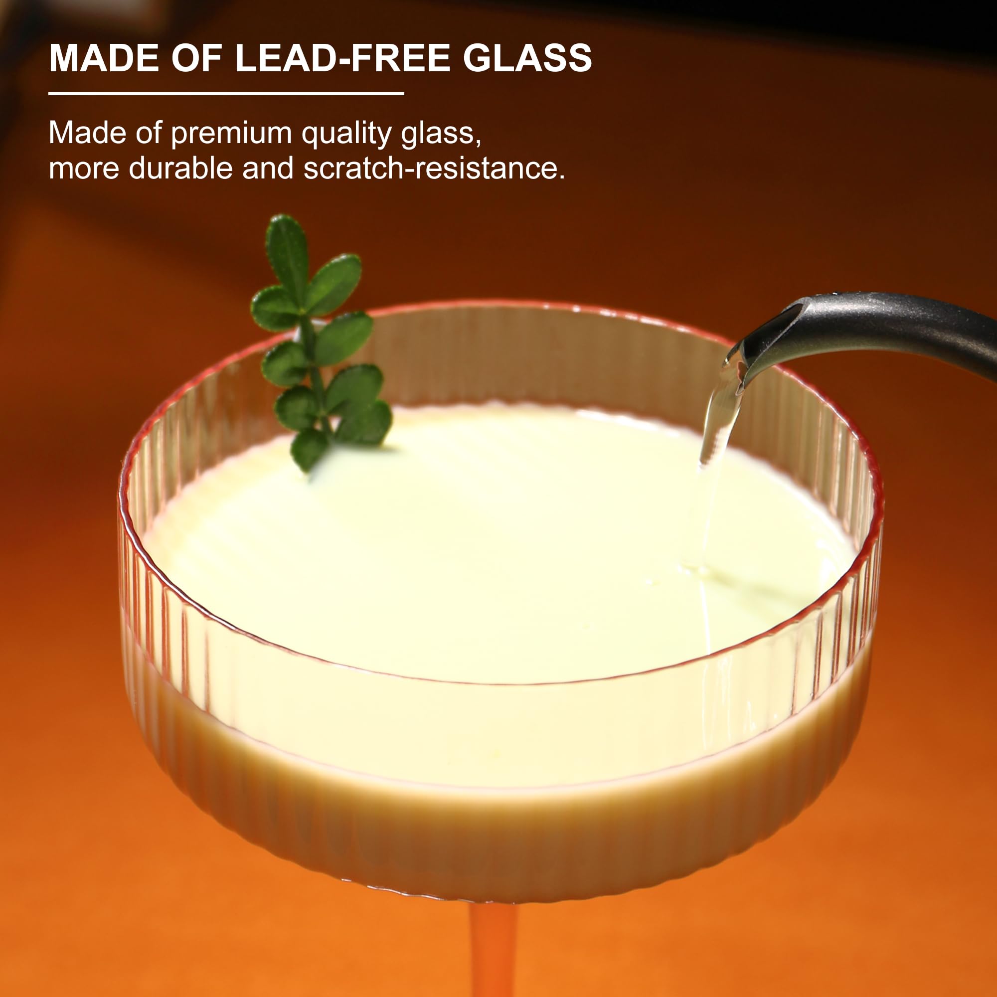 Copa FERAHI espresso martini rosado ribbed 10 onzas para bebidas nocturnas