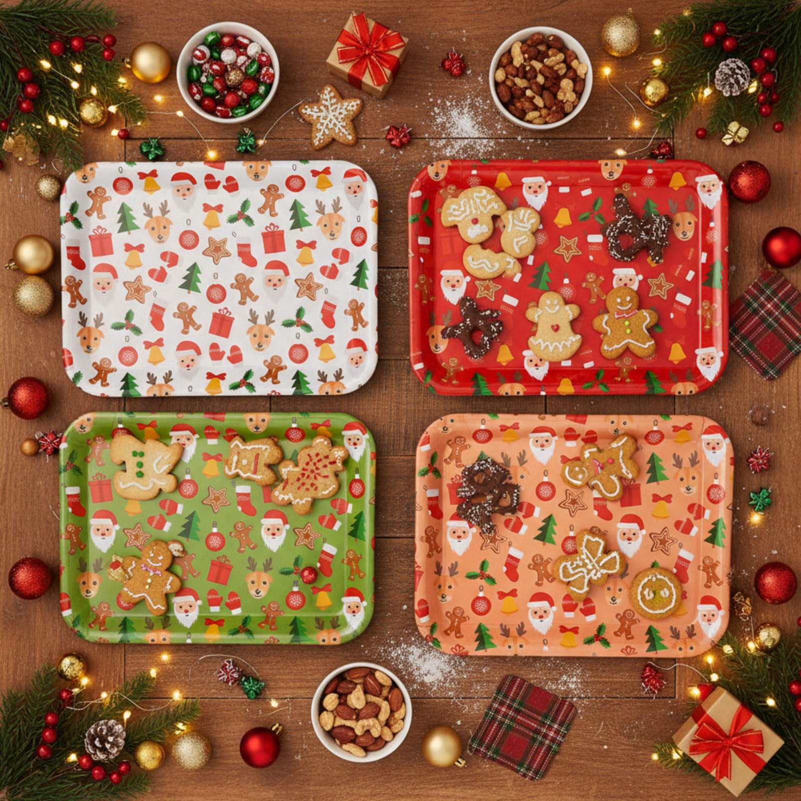 Bandeja de servicio para Navidad, perfecto para picnics y cenas familiares.