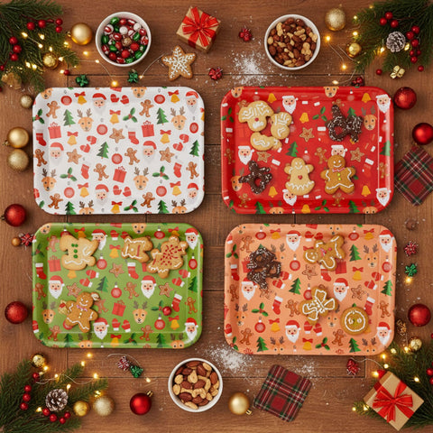 Bandeja de servicio para Navidad, perfecto para picnics y cenas familiares.