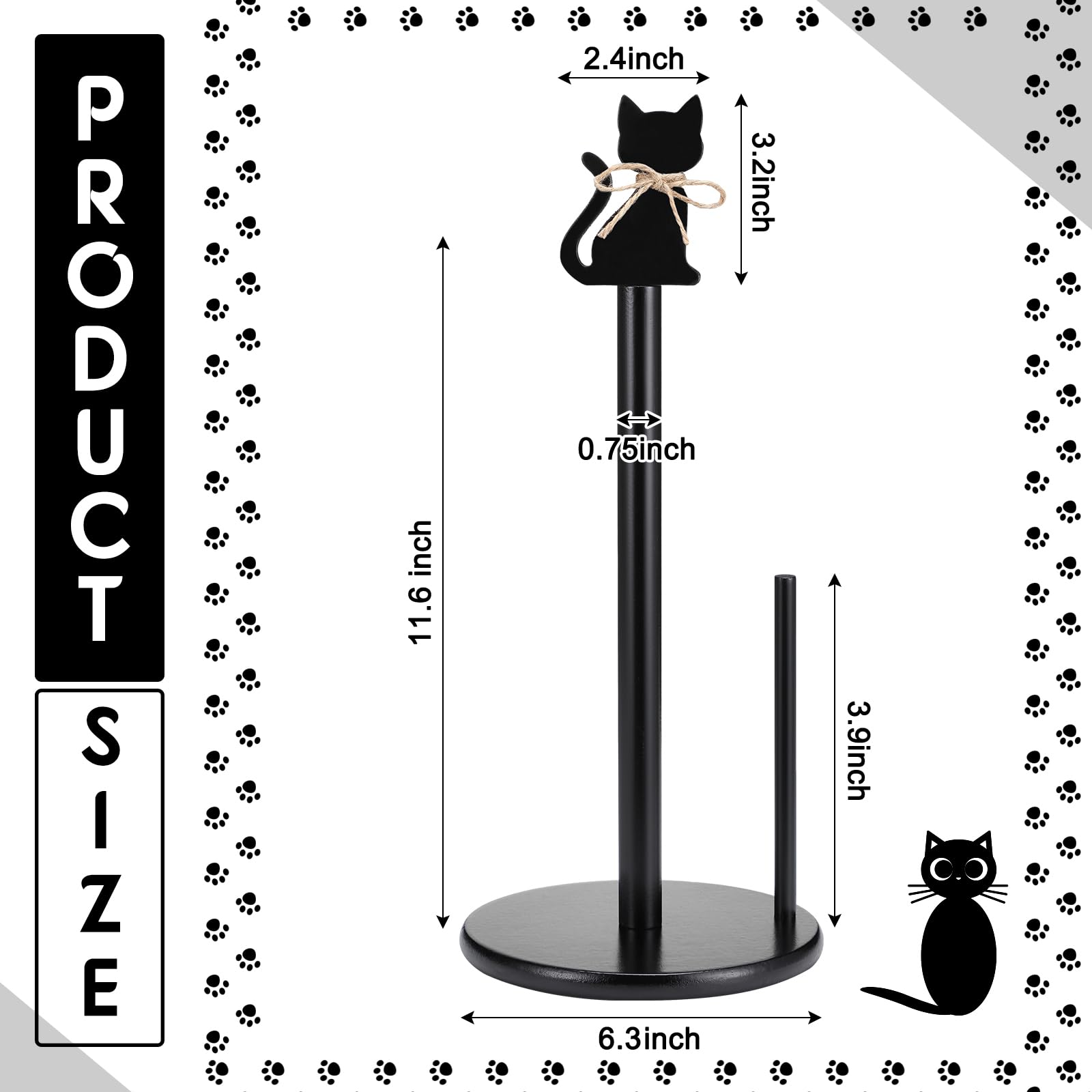 Ferrochef escultura decorativa gato negro para mesa de comedor.