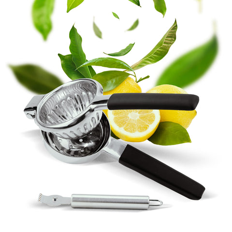 FESKA exprimidor limón acero inoxidable con mango de silicona, agarre cómodo para uso diario.