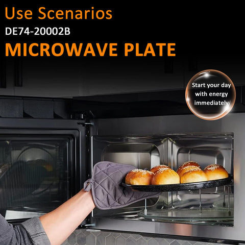 Fetechmate plato vidrio microondas 14-1-8 pulgadas, ideal para platos grandes.