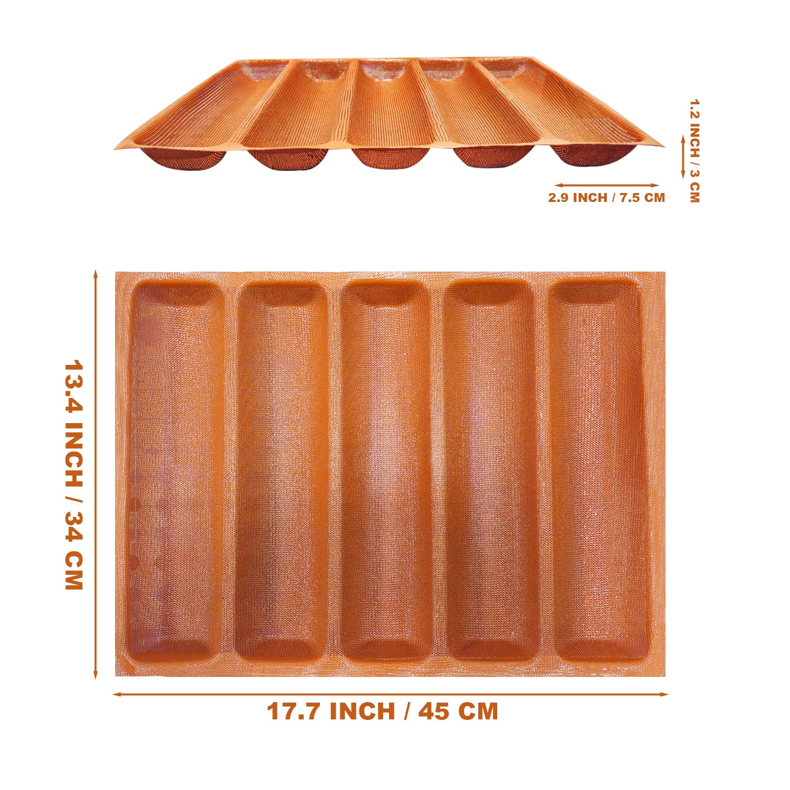 Bandeja FETESUR para 5 panes de silicona; horneado uniforme y antiadherente.