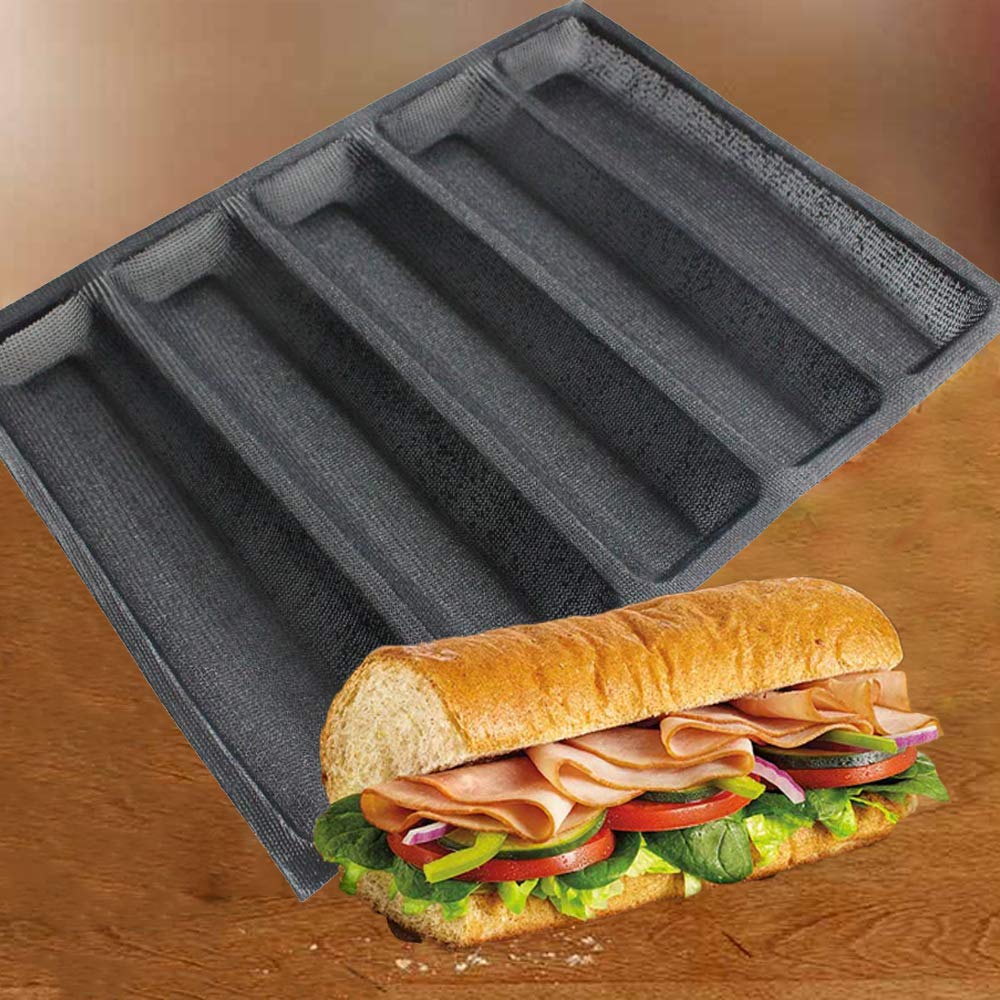 FETESUR molde silicona perforado para pan baguette, horneado uniforme y control de vapor