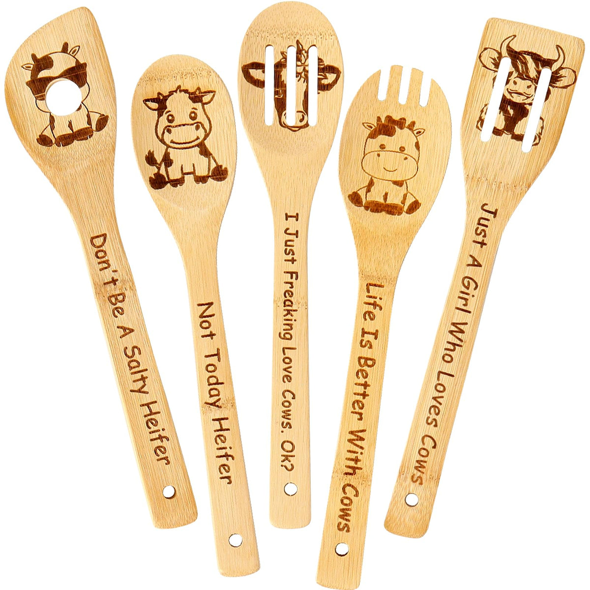 Feuvois cucharas de madera con motivo vaca, perfecto como regalo navideño.