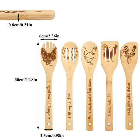 Feuvois juego de cucharas de madera con gallo, ideal para cocinar con estilo.