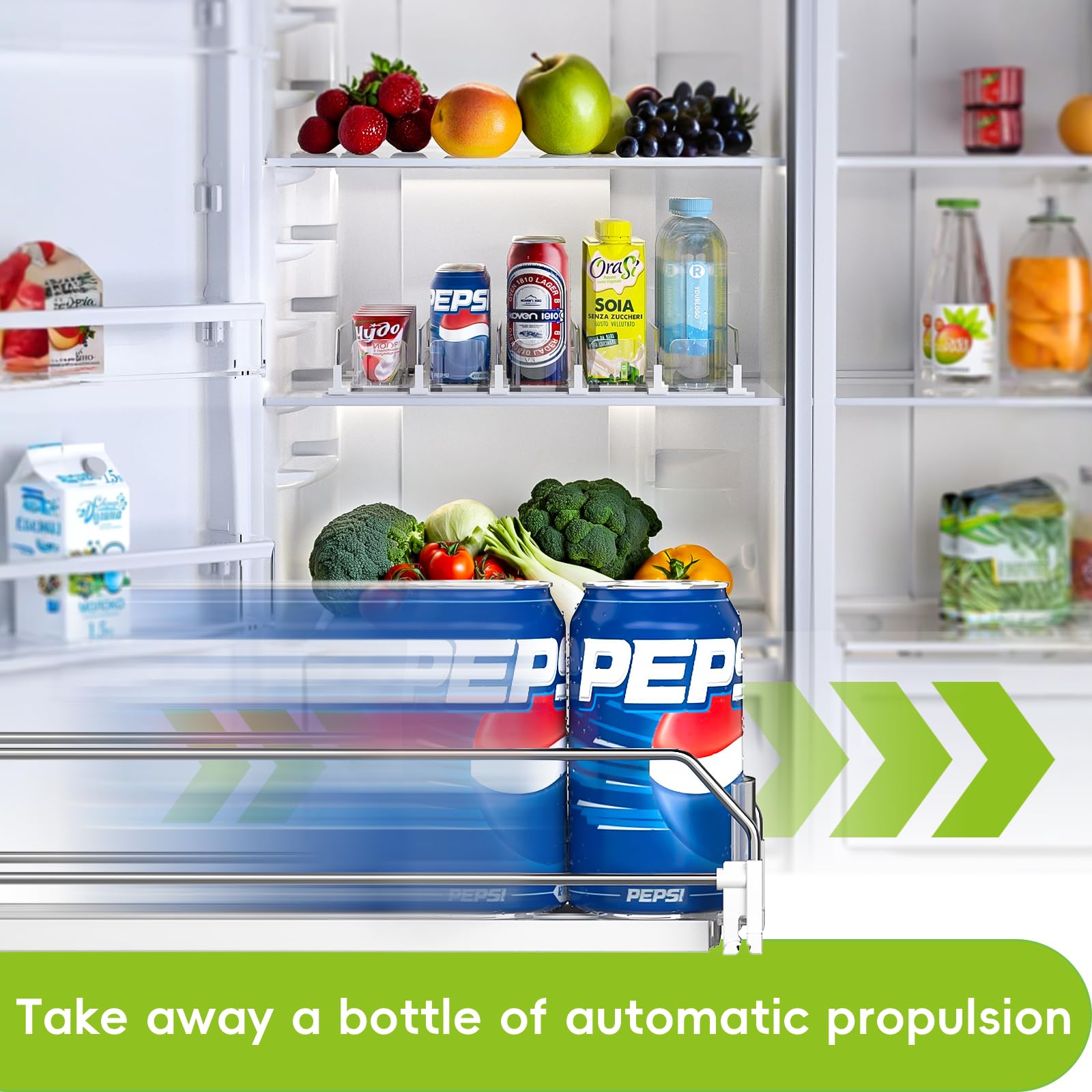Feverdes dispensador-anchura-ajuste-nevera: ajuste flexible para latas y botellas