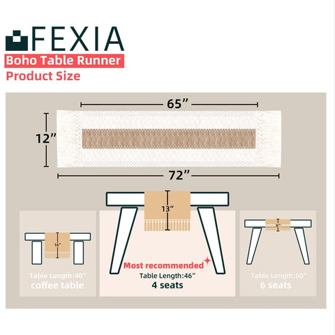 FEXIA borlas de macramé en los extremos, detalle artesanal