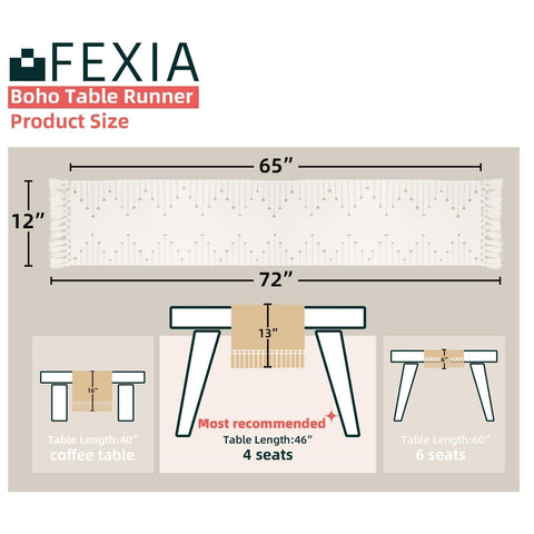 FEXIA camino de mesa 12x72 para comedor, mejora la presentación de la mesa.