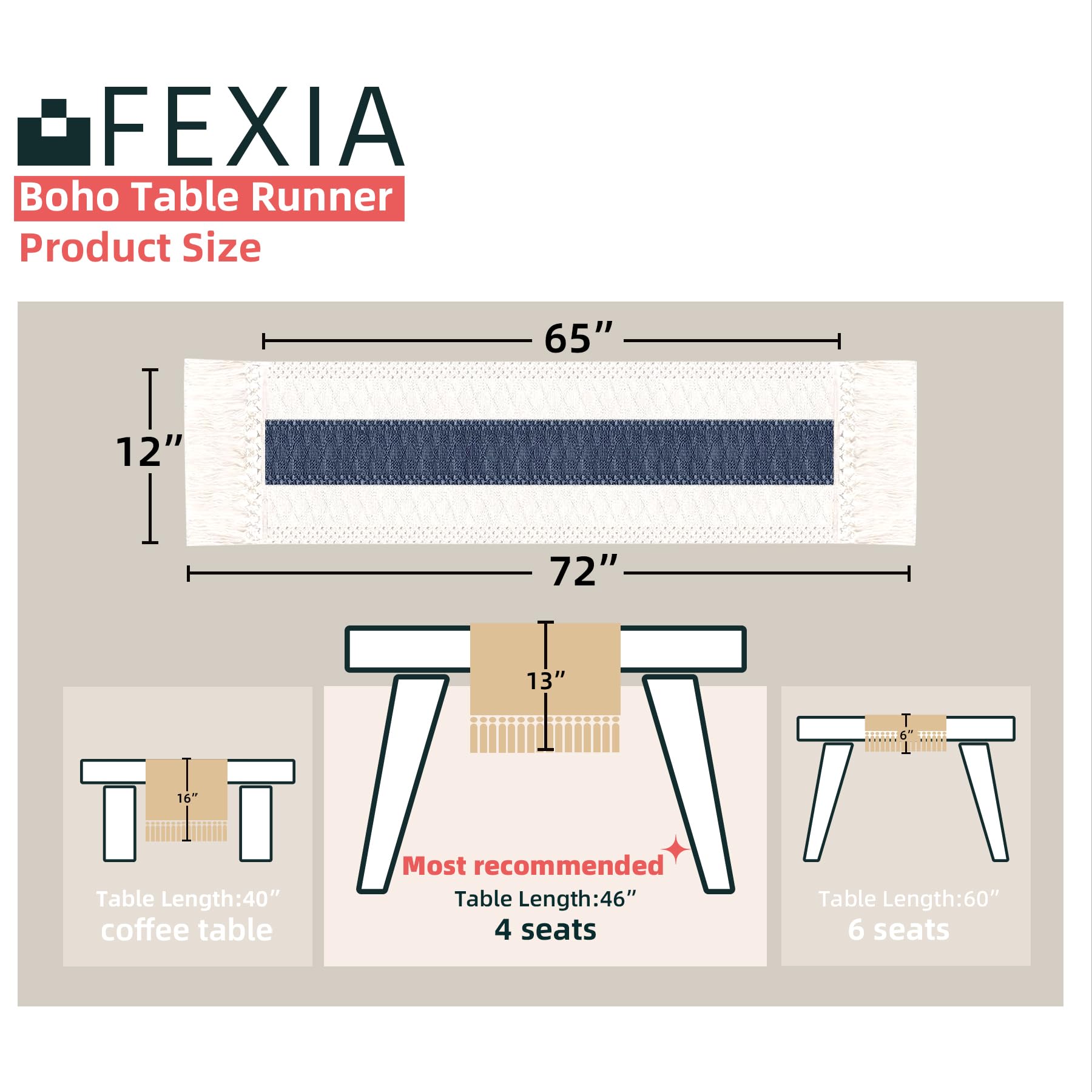 Detalle de borlas del camino de mesa FEXIA macramé para textura artesanal