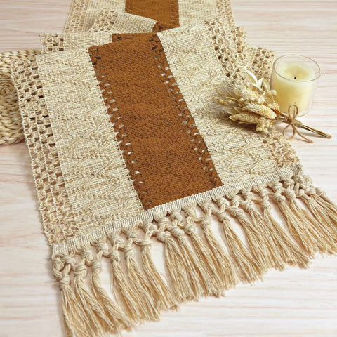 Mantel FEXIA Boho 48 pulgadas con borlas para mesa elegante