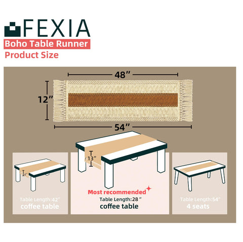 Mantel FEXIA Boho con bordes marrón medio para ambiente cálido