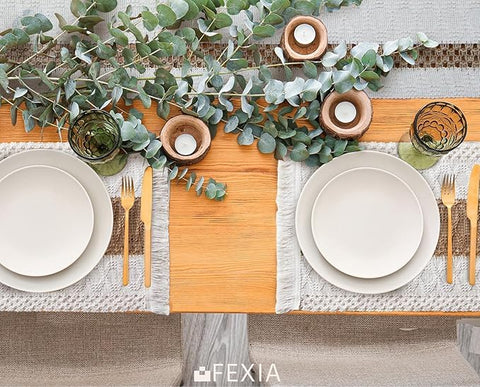Manteles FEXIA Boho con acabado natural para fondo decorativo