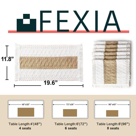 Manteles FEXIA Boho beige por ambos lados para cenas diarias.