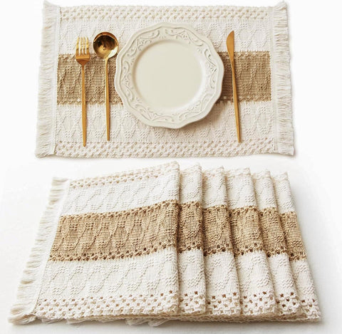 Manteles FEXIA Boho con macramé y flecos para un toque artesanal.