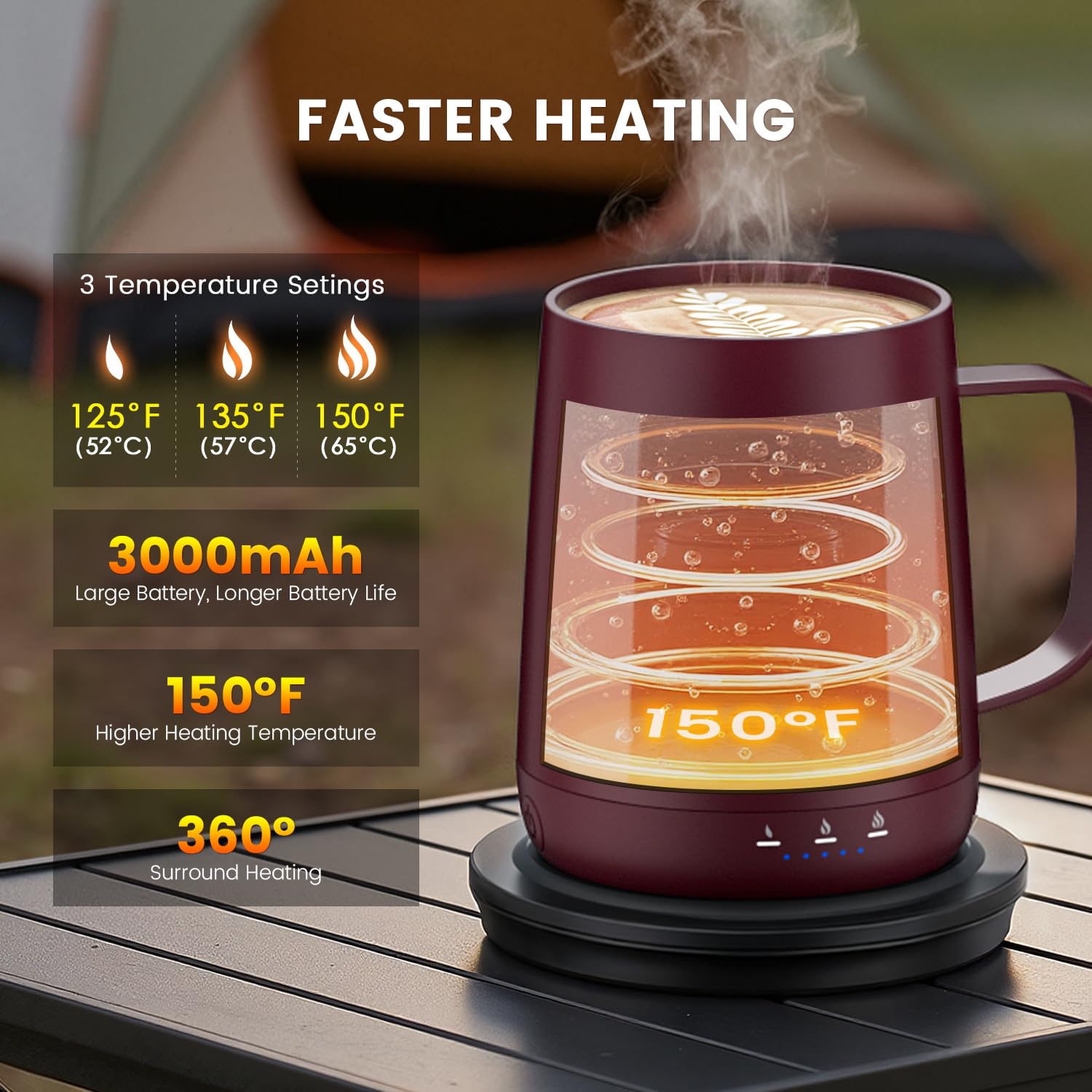 Taza Fexqic con tapa anti fugas para viajes seguros.