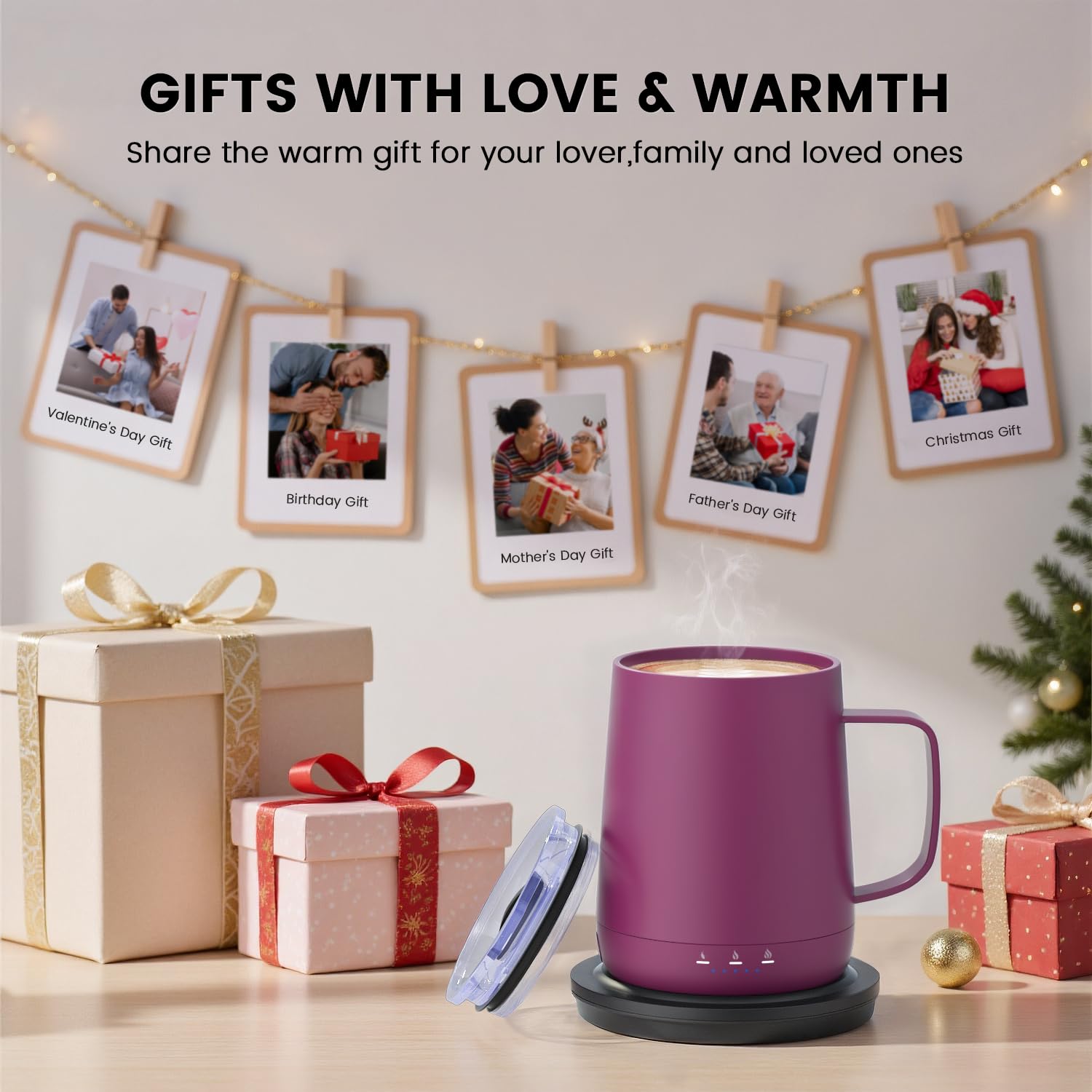 Taza Fexqic control de temperatura 125°F para mantener la bebida caliente.
