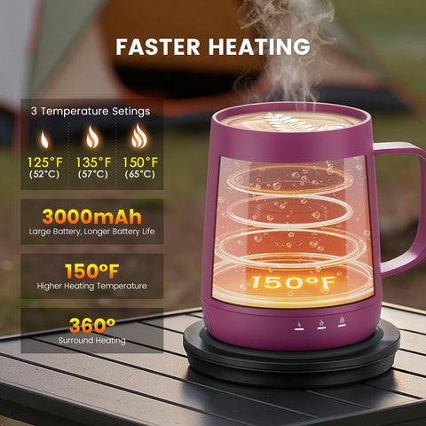 Taza Fexqic control de temperatura 135°F para té y café.