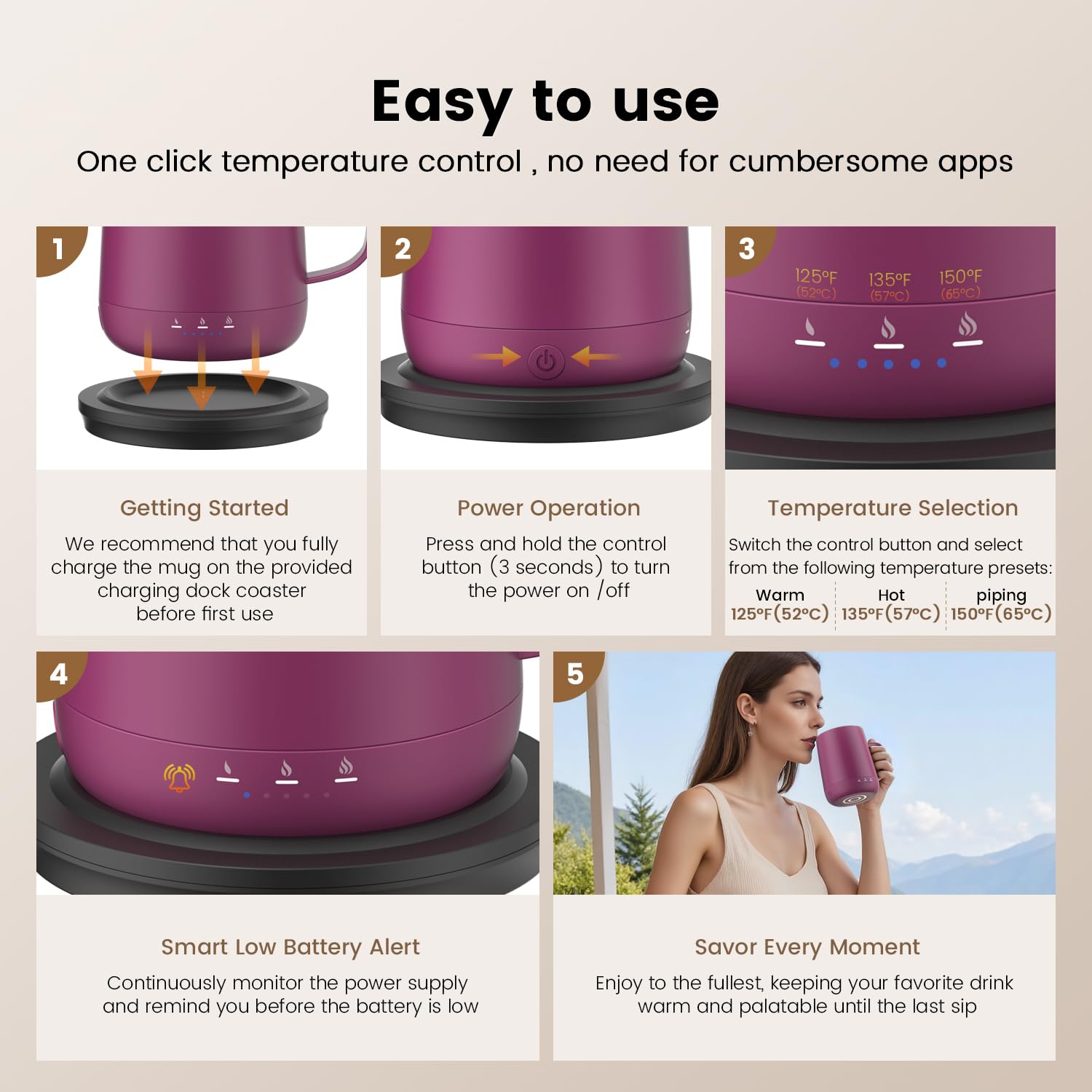 Taza Fexqic diseño ergonómico para sujetarla con comodidad.