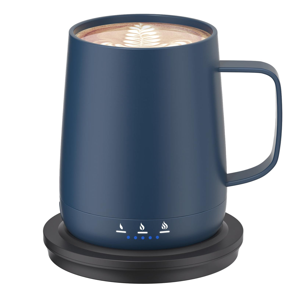 Taza inteligente Fexqic con calor estable a 125 °F para café listo durante horas.