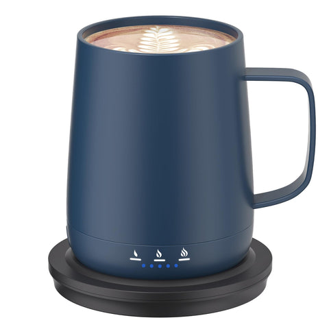 Taza inteligente Fexqic con calor estable a 125 °F para café listo durante horas.