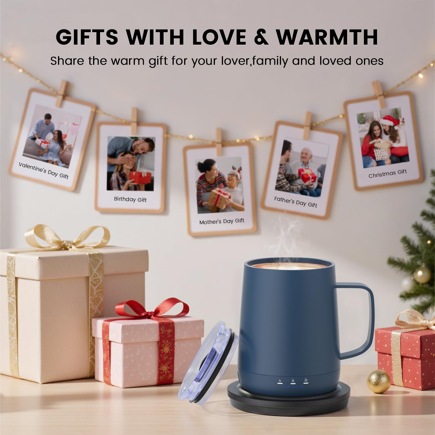Taza inteligente Fexqic mantiene 135 °F para té calentito en largas jornadas.