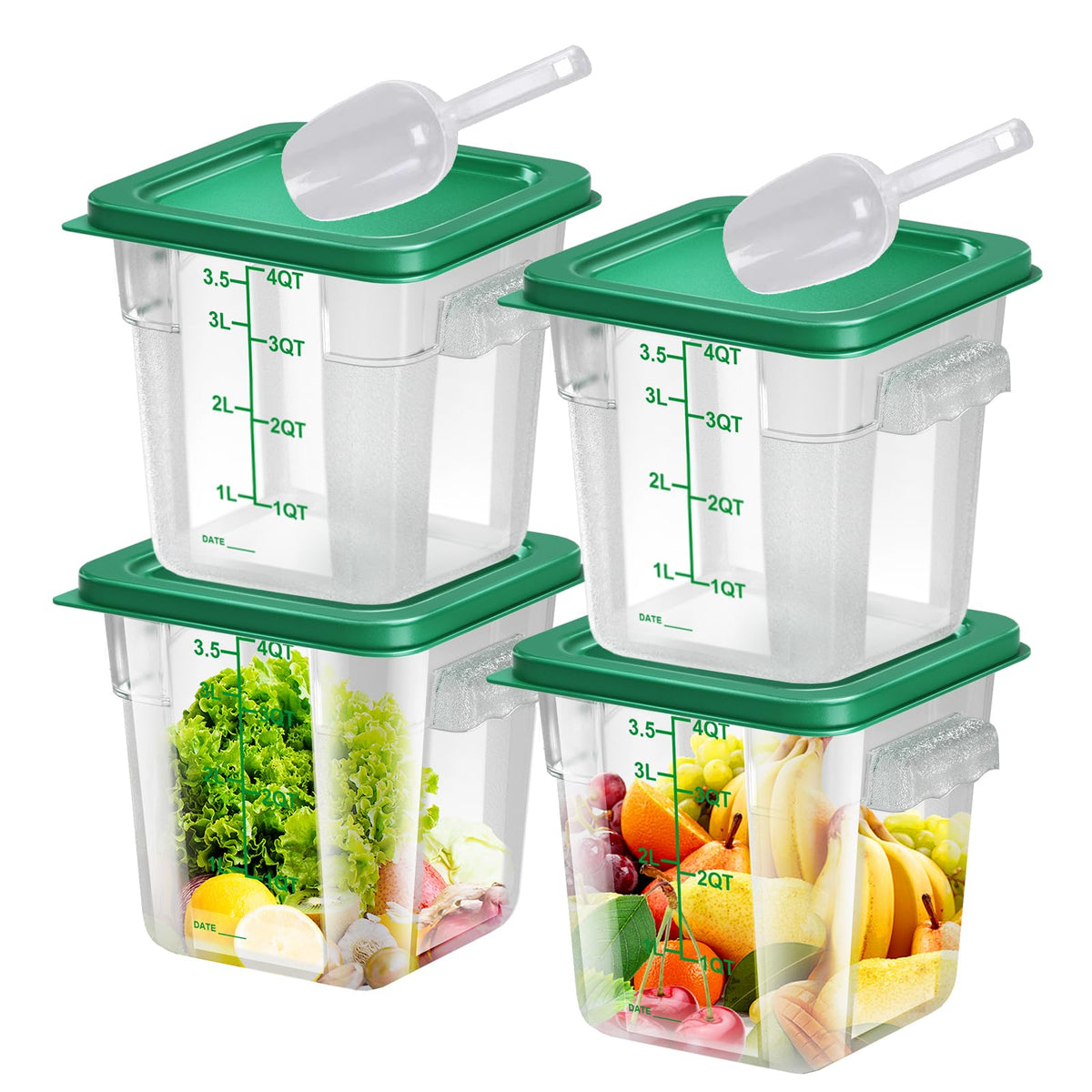 FeyBuosk contenedores 4qt cuadrados con tapas herméticas para conservar alimentos frescos.