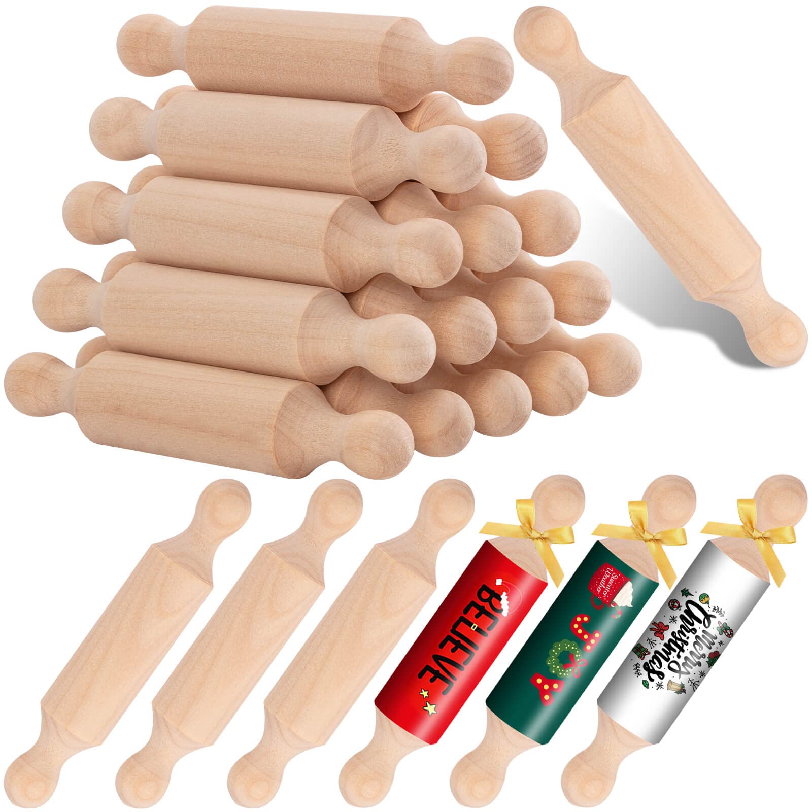 FFNIU rodillos mini de madera para niños, ideal para manualidades y juegos creativos
