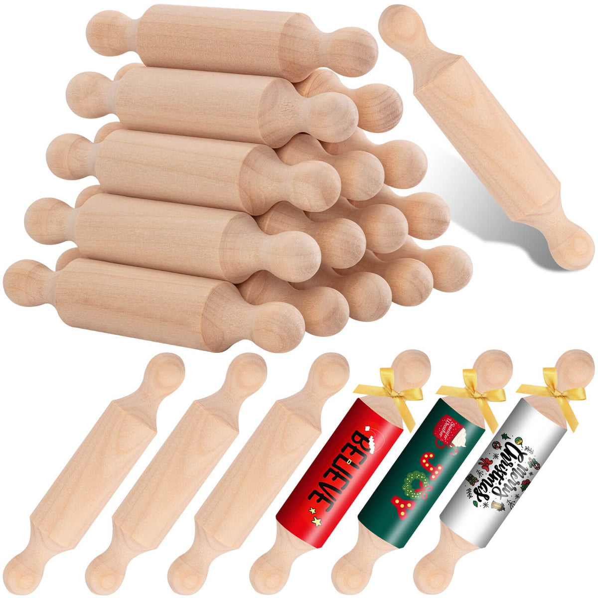 FFNIU rodillos mini de madera para niños, ideal para manualidades y juegos creativos