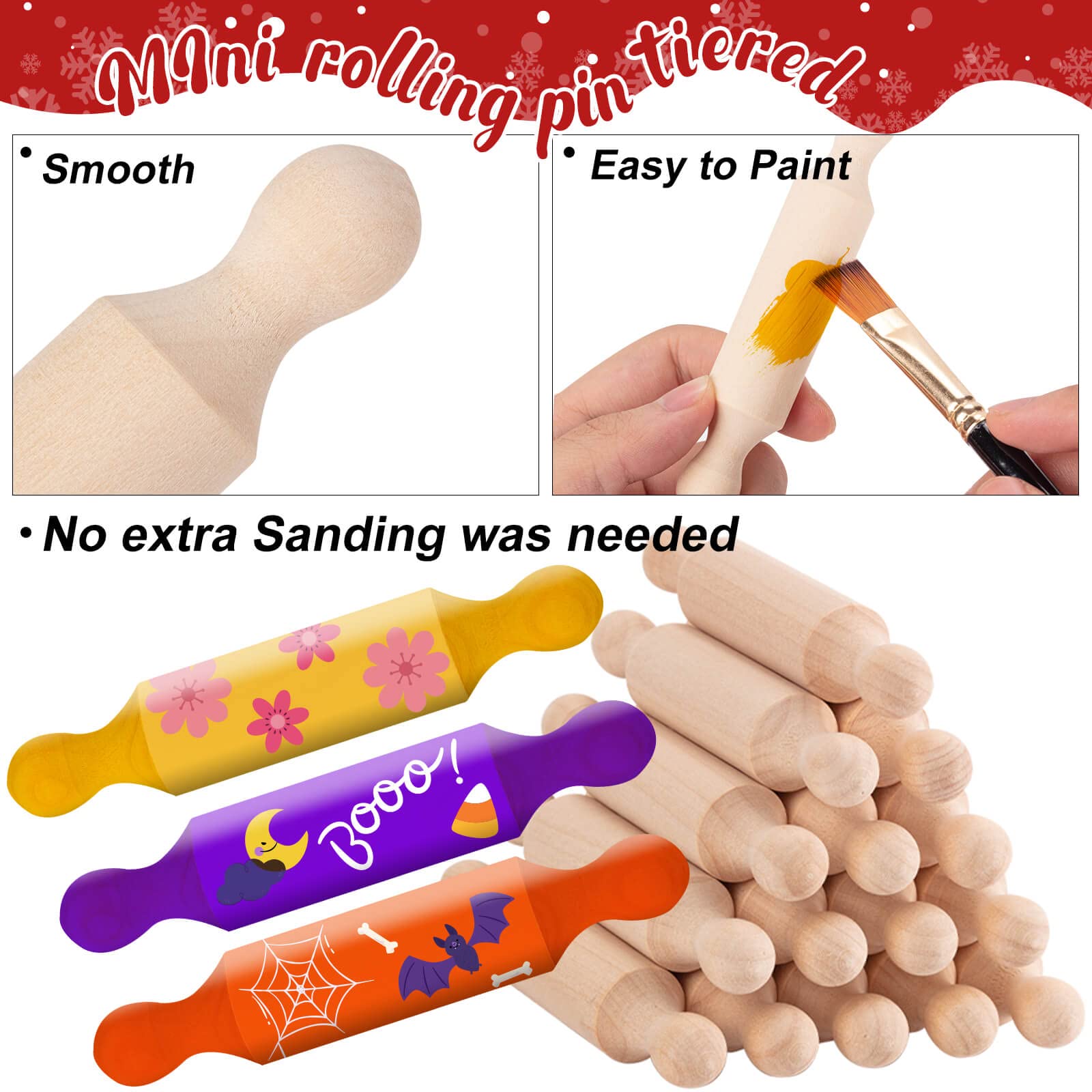 FFNIU rodillos mini de madera para juego culinario en la cocina infantil