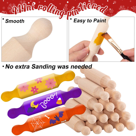 FFNIU rodillos mini de madera para juego culinario en la cocina infantil
