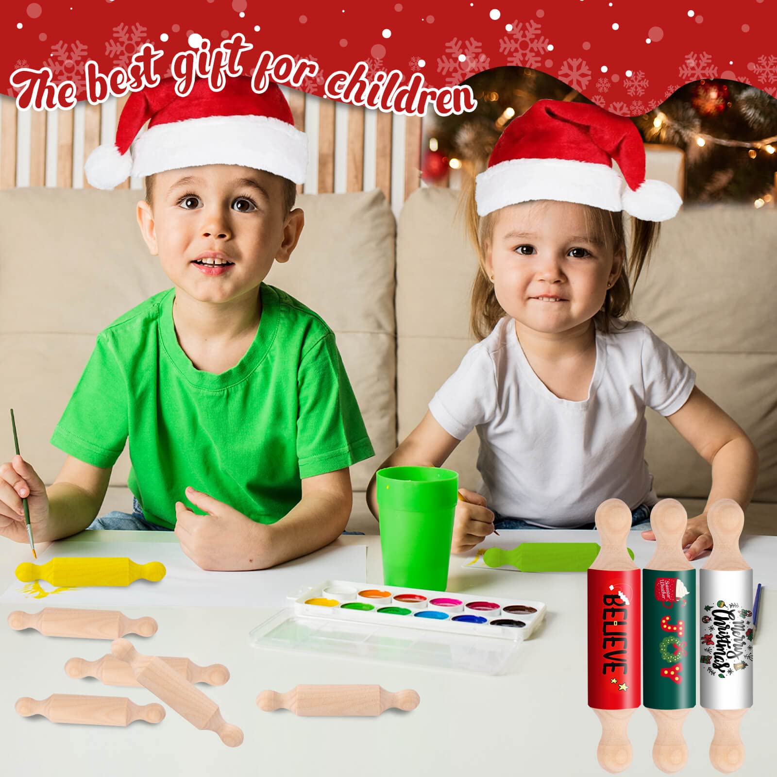 FFNIU rodillos mini de madera para decoraciones de Halloween y Navidad