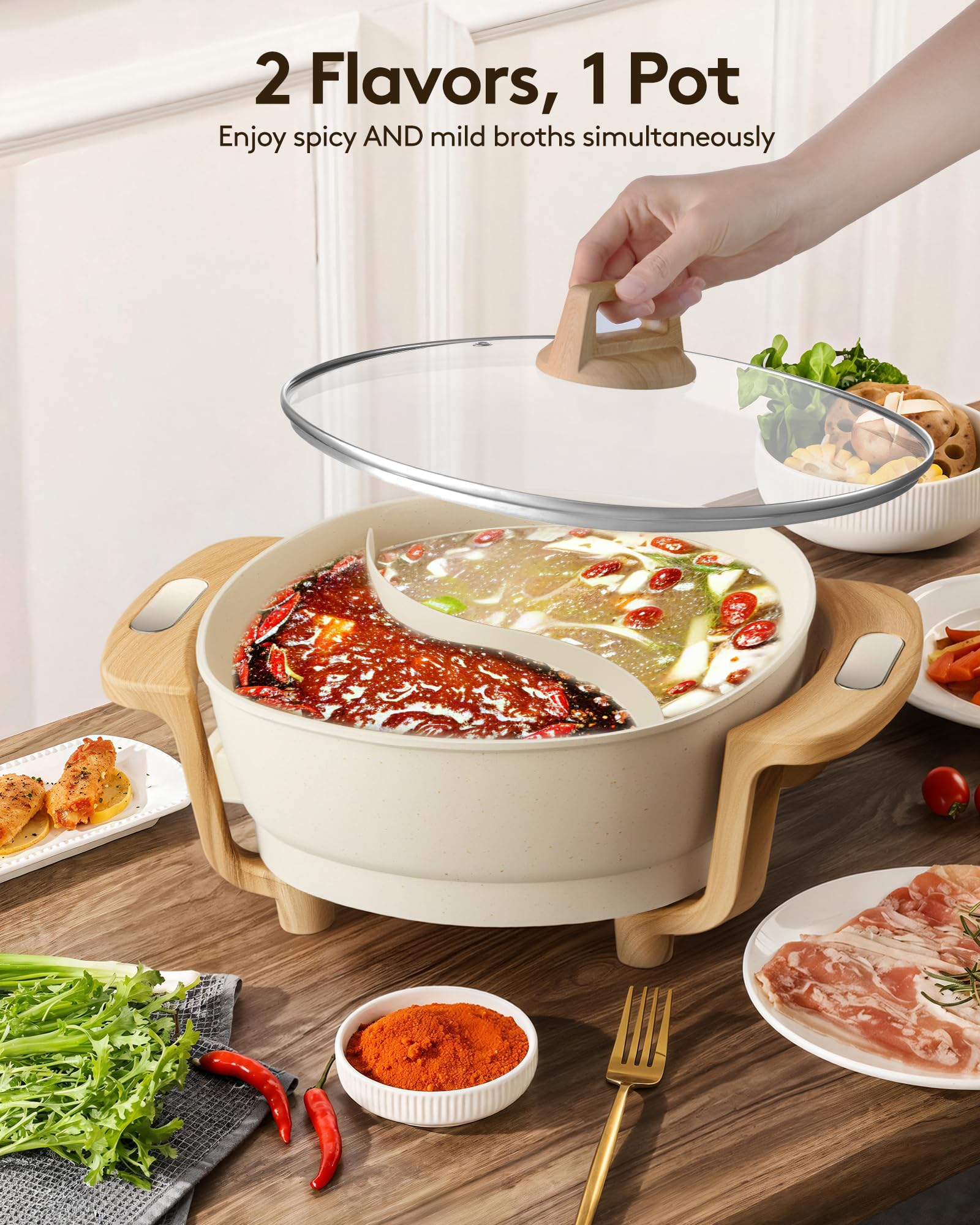 FGJ Hot Pot diseño de dos caras para sabores intensos y suaves.