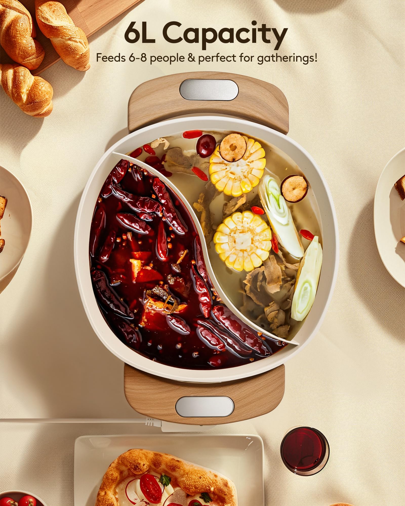 FGJ Hot Pot con revestimiento antiadherente facilita limpieza y uso diario.