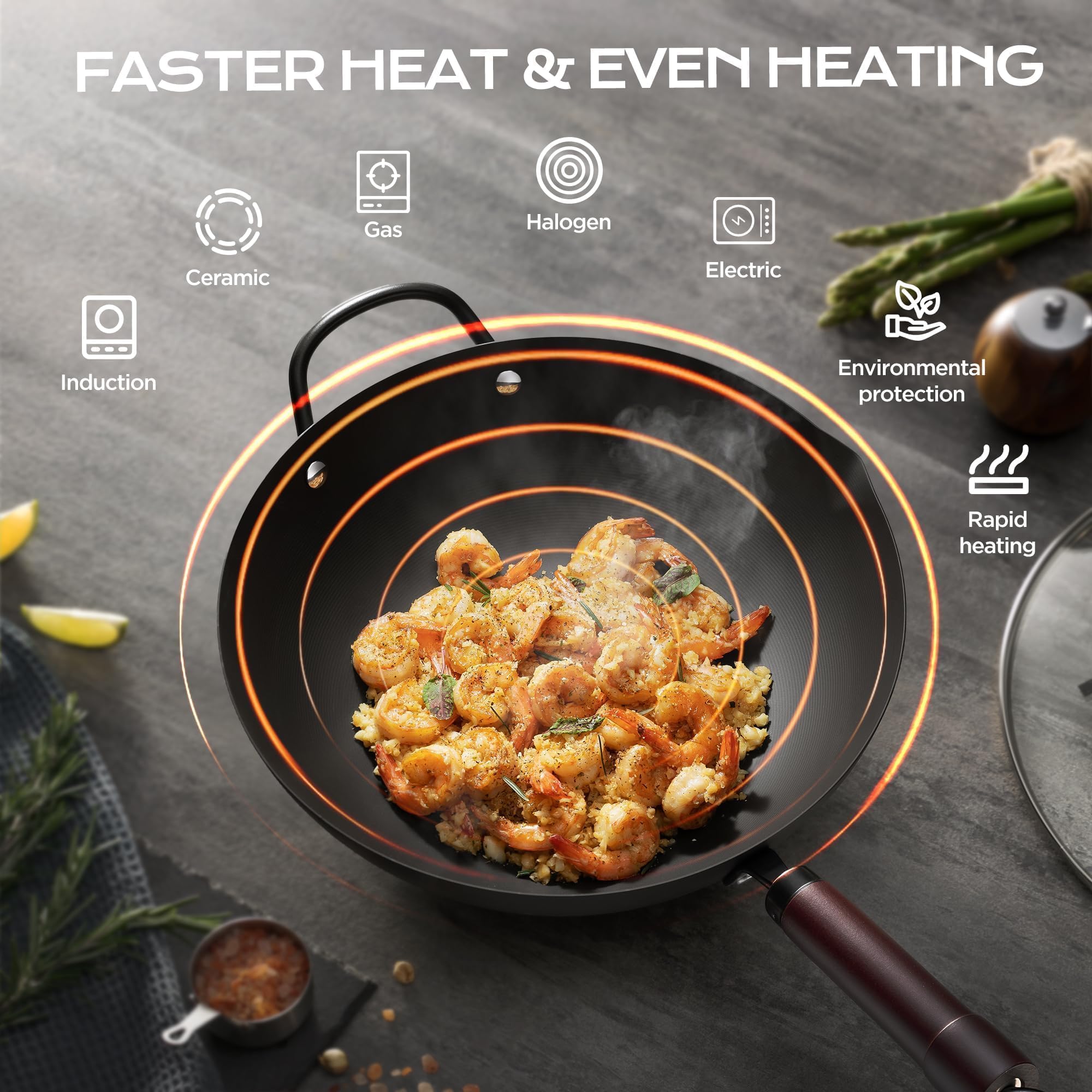 FGJ Wok compatible con todas las cocinas, incluyendo inducción.