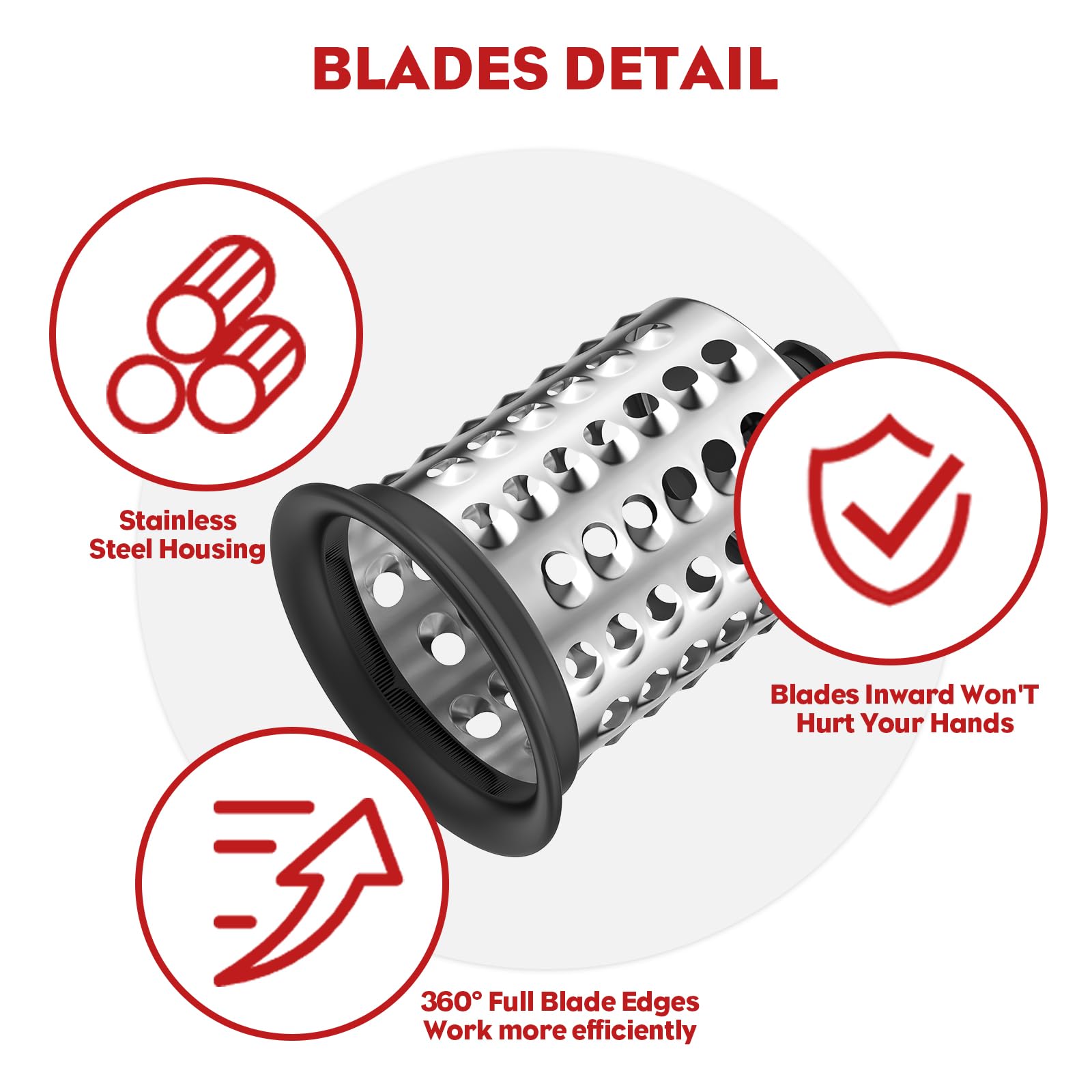 FGREEBLE Rallado fino 3mm para KitchenAid, perfecto para gratinar y aderezos.