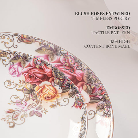 fhgnysm Colección Rose: cuenco de 6 pulgadas, resistente a lavados y microondas.