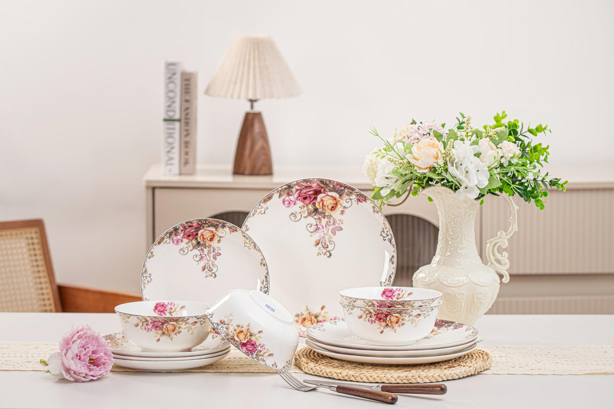 fhgnysm Colección Rose: plato de cena 10-5 pulgadas, diseño elegante y duradero para uso diario.