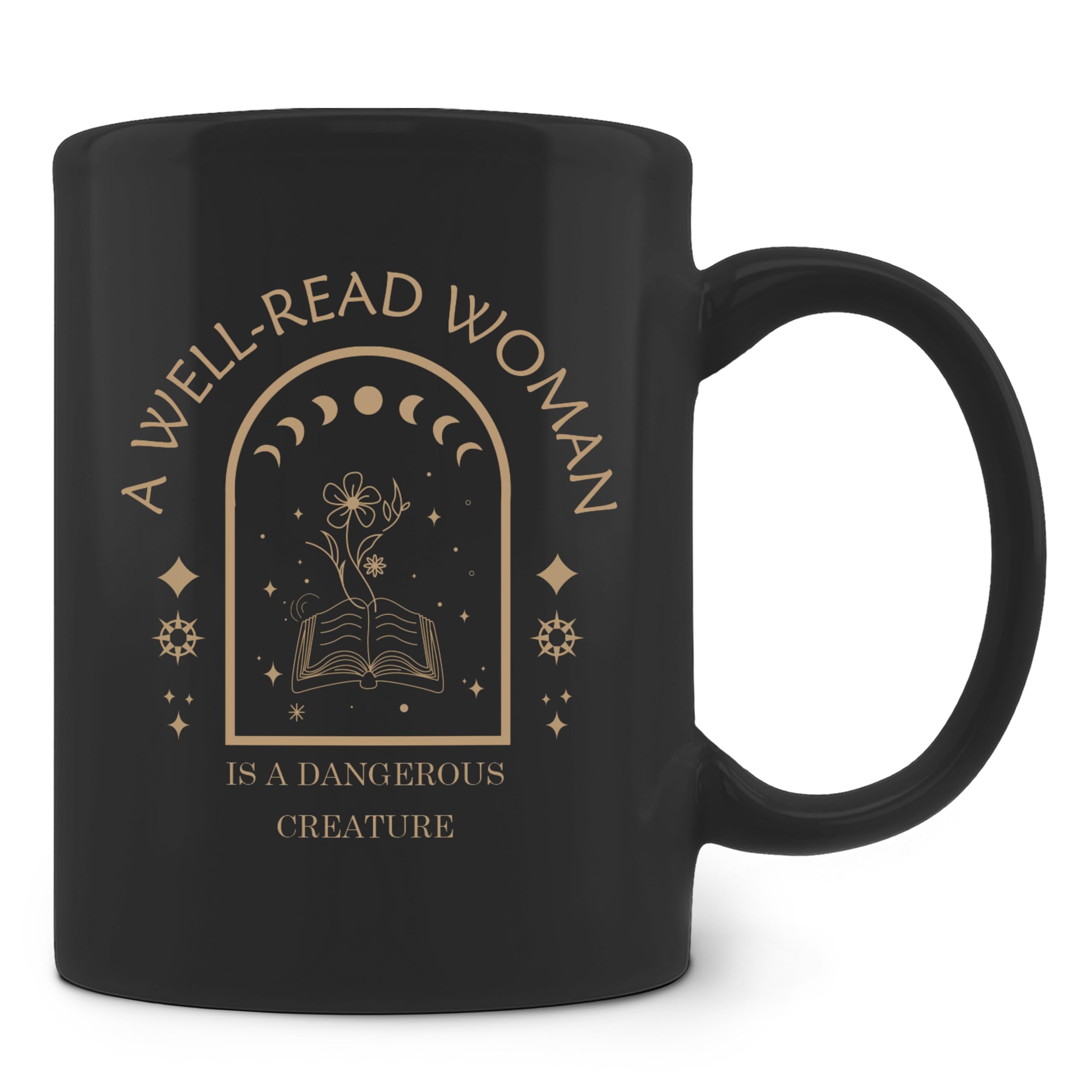 Taza FHUGX para amantes de libros, cerámica negra 11 oz, lectura cómoda.