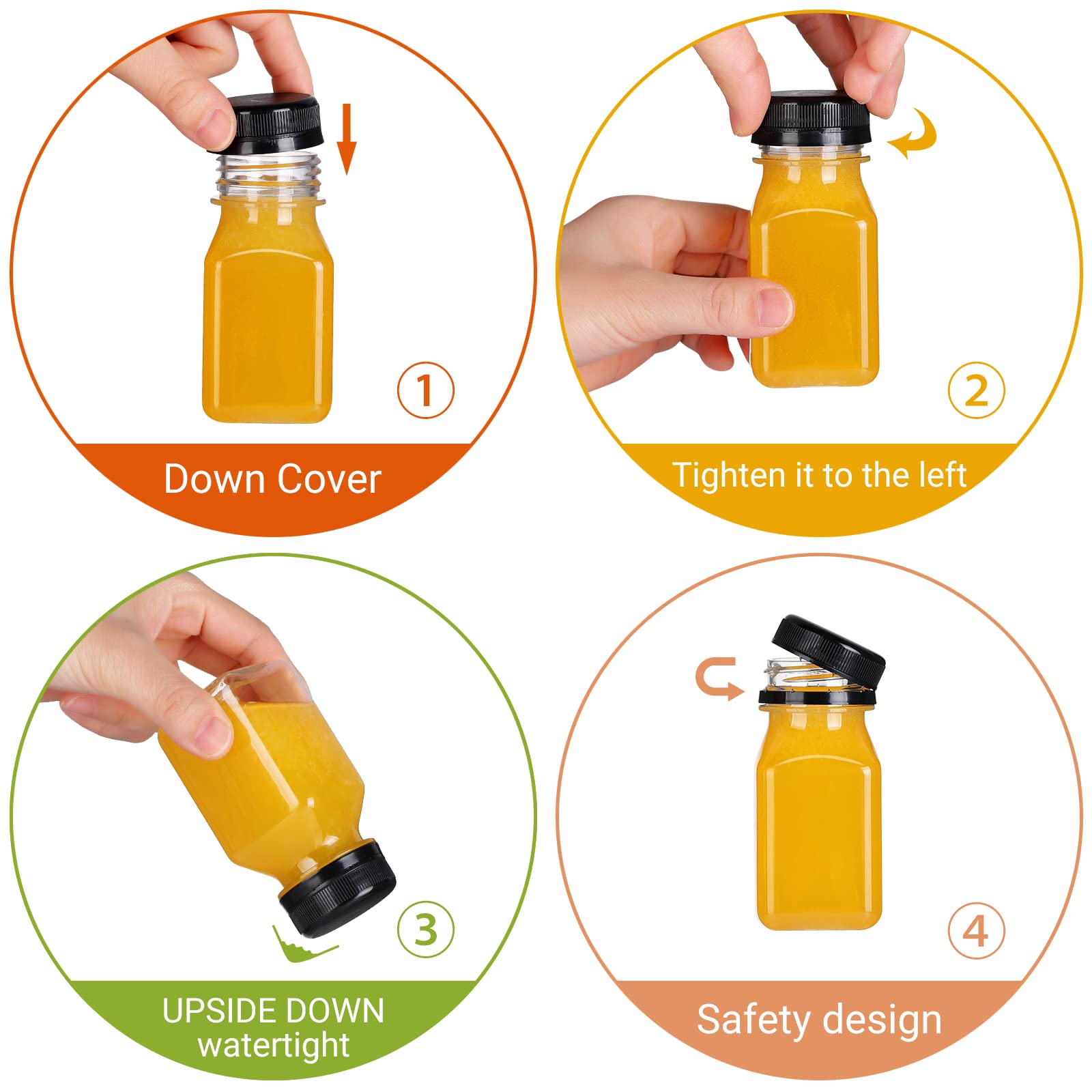 Botella fhxtcygj PET transparente de 4 oz para bebidas en casa.