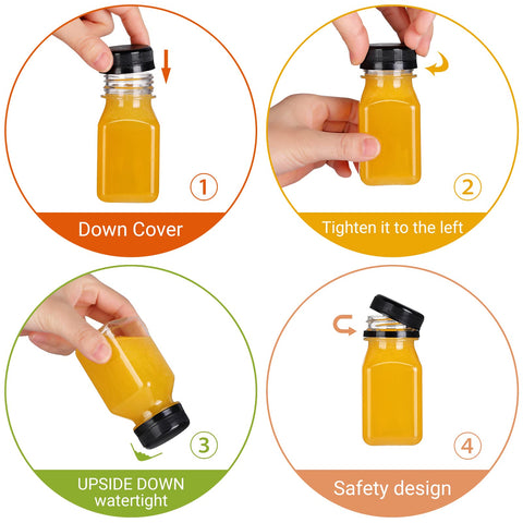 Botella fhxtcygj PET transparente de 4 oz para bebidas en casa.