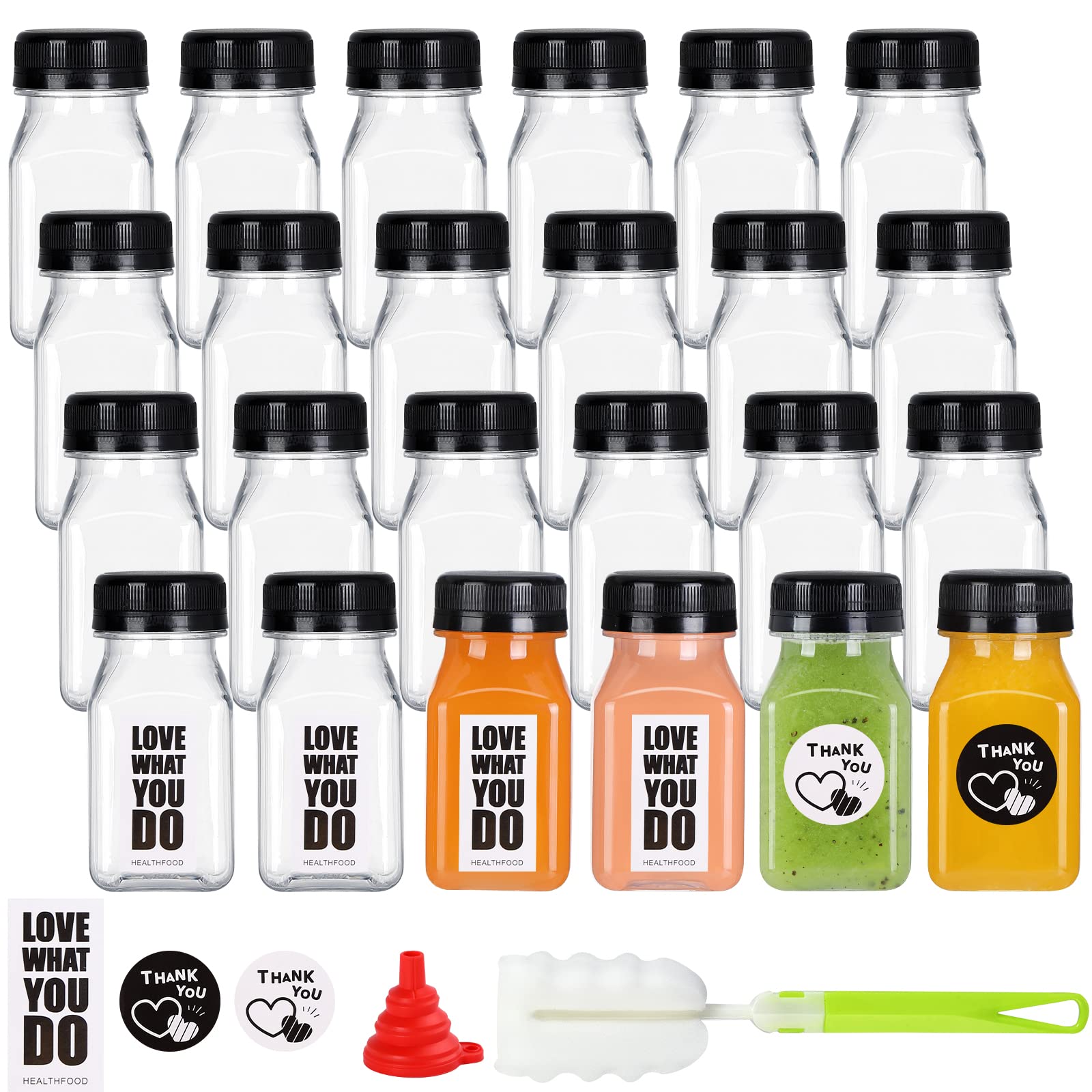 Botella fhxtcygj de PET 4 oz con tapas herméticas para jugos y batidos.