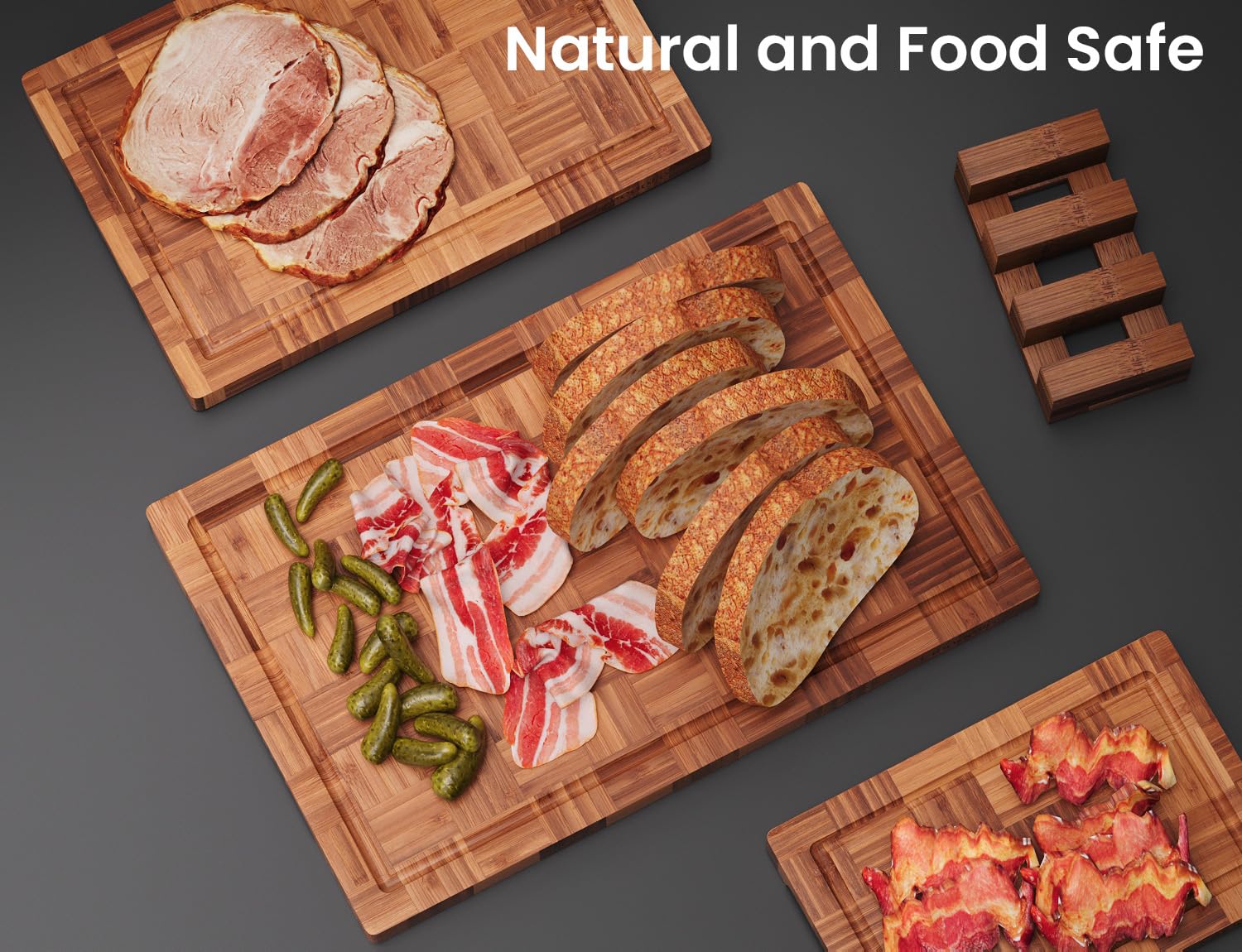 Fibogollo tabla de corte bambú, material natural, duradera y apta para alimentos