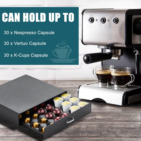 FICARTS porta-cápsulas, compatibilidad amplia, admite cápsulas Nespresso, Keurig y Vertuo.