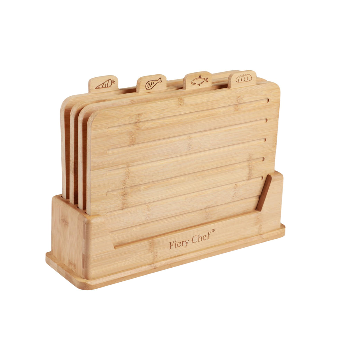 Fiery Chef: conjunto de tablas de cortar con soporte para almacenamiento