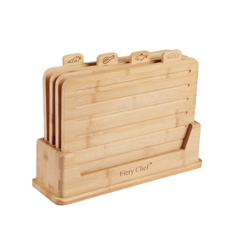 Fiery Chef: conjunto de tablas de cortar con soporte para almacenamiento