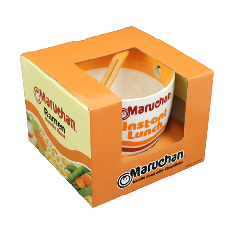 Tazón cerámico Maruchan de Fifth Sun con palillos, ideal para ramen caliente