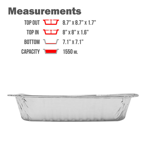 Fig & Leaf: bandeja de aluminio desechable 8x8 para porciones uniformes