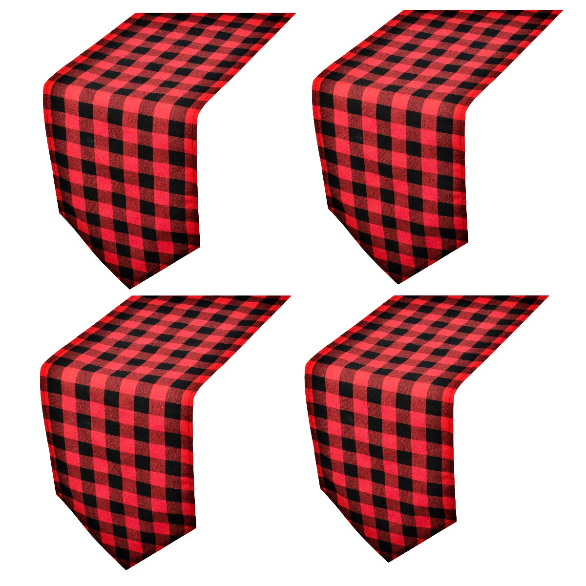 FIGEPO camino de mesa a cuadros rojos y negros para fiestas.