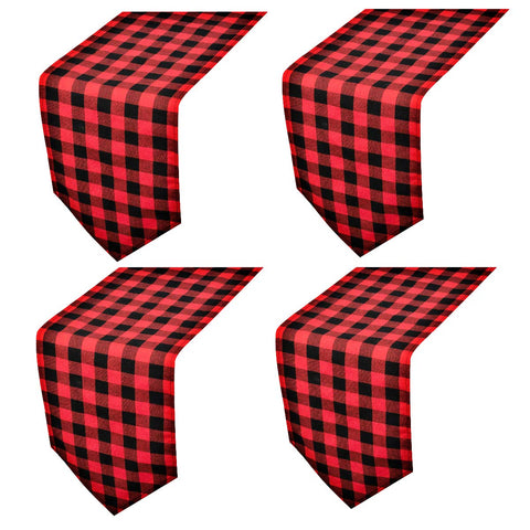 FIGEPO camino de mesa a cuadros rojos y negros para fiestas.